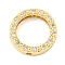 Brass Micro Pave Clear Cubic Zirconia Beads Frame, Long-Lasting Plated, Lead Free & Cadmium Free, Rings, Real 18K Gold Plated, 12x3.5mm, Hole: 1.2mm