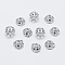 6-Petal Brass Caps, Long-Lasting Plated, Real Platinum Plated, Nickel Free, Flower, 5.5x3mm, Hole: 1mm