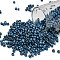 TOHO 8/0 Round Beads, Japanese Seed Beads, Matte Nickel Plating, (511F) High Metallic Frost Mediterranean Blue, 3mm, Hole: 1mm, about 1110pcs/50g