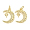 Brass Micro Pave Cubic Zirconia Pendants, Moon Charms, with Jump Ring, Real 18K Gold Plated, 16x12x1.5mm, Hole: 3.5mm