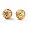 Rack Plating Brass Beads, Cadmium Free & Lead Free, Hollow Round with Flower, Real 18K Gold Plated, 10x10mm, Hole: 1.5mm