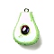 Opaque Resin Pendants, with Platinum Iron Loop, AB Color, Avocado, 31x21x16.5mm, Hole: 2mm