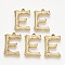 Eco-Friendly Alloy Pendants, Letter, Light Gold, Letter.E, 24.5x16.5x2.5mm, Hole: 1.6mm