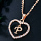 Alloy Crystal Rhinestone Heart with Initial Pendant Necklaces, Rose Gold, Letter P, 16.93 inch(43cm)