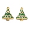 Christmas Theme Brass Micro Pave Cubic Zirconia Pendants, with Enamel, Lead Free & Cadmium Free, Long-Lasting Plated, Real 18K Gold Plated, Christmas Tree, 13.5x12x4.5mm, Hole: 1.4mm