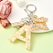 Resin & Acrylic Keychain, with Faux Suede Tassel Pendant & Alloy Findings, Letter A, 9.5cm