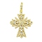Rack Plating Brass Micro Pave Clear Cubic Zirconia Pendants, Cadmium Free & Lead Free, Real 18K Gold Plated, Cross, 37x28.5x3mm, Hole: 6x4mm