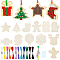 1 Bag Christmas Theme Wood Cross Stitch Kits, includes Cross Stitch Flosses & Needles & Wood Chips, Mixed Color, 56.5~89x63~91x2.5mm