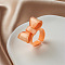 Bowknot Resin Cuff Rings for Women, with Glitter Powder, Light Salmon, Inner Diameter: 18mm