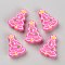 Christmas Tree Silicone Beads, Hot Pink, 29x21.5x9mm, Hole: 2mm
