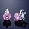 Brass Cubic Zirconia Clip-on Earrings, Diamond, Platinum, Orchid, 16x7mm
