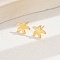 Fashionable Brass Stud Earrings, Real 18K Gold Plated, Starfish, 10mm