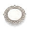 Tibetan Style Alloy Cabochon Connector Settings, Flat Round, Cadmium Free & Nickel Free & Lead Free, Antique Silver, Tray: 20mm, 31x31x2mm, Hole: 2x1mm, about 270pcs/1000g