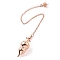 Brass Dowsing Pendulum Big Pointed Gourd Pendants, with Lobster Claw Clasps and Chain, Rack Plating, Rose Gold, 234mm, Hole: 2mm