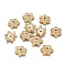 Brass Bead Caps, Textured, 6-Petal, Flower, Real 18K Gold Plated, 7x6x2.5mm, Hole: 0.8mm