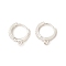 Brass Micro Pave Clear Cubic Zirconia Hoop Earring Finding, Round, with Horizontal Loops, Platinum, 17x14x2.5mm, Hole: 1.2mm, Pin: 0.9mm