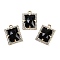 Natural Obsidian Faceted Rectangle Pendants, Rack Plating Brass Micro Pave Cubic Zirconia Charms, Golden, 15.5x11.5x4.5mm, Hole: 1.4mm