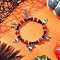 Halloween Alloy Charm Bracelets, Natural Carnelian & Lava Rock Round Beads Stretch Bracelets for Men Women, Skull & Spider, Inner Diameter: 2-1/8 inch(5.4cm)