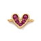 Brass Micro Pave Cubic Zirconia Heart Connector Charms, Real 18K Gold Plated, Rack Plating, Long-Lasting Plated, Lead Free & Cadmium Free, Deep Pink, 8x13.5x2.5mm, Hole: 1.2mm
