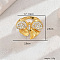 Exaggerated European and American Bowknot Brass Micro Pave Clear Cubic Zirconia Finger Rings for Women, Golden, US Size 9(18.9mm)