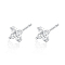 S925 Sterling Silver Clover Stud Earrings, with Clear Cubic Zirconia, Silver, 6mm