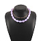 Opaque Resin Oval Beaded Alloy Paperclip Chain Double Layer Necklaces, Golden, Lilac, 14.96~17.32 inch(38~44cm), 2pcs/set