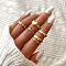 Alloy Finger Rings Sets for Women, Golden, Inner Diameter: 16mm & 17mm, 5pcs/set