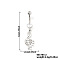 Leaf Brass Rhinestone Belly Rings Curved Barbell, Silver, 50x12mm