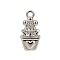 Brass Pave Clear Cubic Zirconia Pendants, Flower Charms, Platinum, 15.5x8x5mm, Hole: 1.5mm