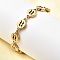 12 Constellations 304 Stainless Steel Link Chain Bracelets for Women, Flat Round, Real 18K Gold Plated, Aquarius, 8-3/8 inch(21.4cm)