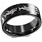 Shark Pattern 201 Stainless Steel Finger Rings, Black, US Size 8(18.1mm)