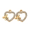 Alloy Rhinestone Pendants, Heart, Bowknot, Golden, 16x16x3mm, Hole: 1.6mm
