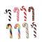 Christmas Handmade Polymer Clay Beads, Candy Cane, No Hole, Colorful, 20~25x8~9.5x3mm