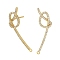 Rack Plating Brass Micro Pave Cubic Zirconia Studs Earring Findings, Long-Lasting Plated, Lead Free & Cadmium Free, Real 18K Gold Plated, 34x12.5mm, Hole: 1.2mm, Pin: 0.8x11mm