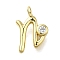 Brass Micro Pave Cubic Zirconia Pendants, Letter Charms, Rack Plating, Long-Lasting Plated, Cadmium Free & Lead Free, Letter N, 12x8.5x2mm, Hole: 1.6mm