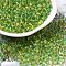 Transparent Glass Round Seed Beads, Inside Colours, Round, Light Green, 6/0, 4x3mm, Hole: 1.2mm, about 161pcs/10g
