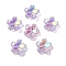 Transparent ABS Plastic Beads Cap, UV Plated, 5-Petal Flower, Lilac, 10.5~11.5x2mm, Hole: 1.4mm
