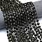 Natural Golden Sheen Obsidian Beads Strands, Faceted Hexagonal Cut, Flat Round, with Seed Beads, 8~8.5x5mm, Hole: 0.8mm, about 36pcs/strand, 15.16''~15.24''(38.5~38.7cm)