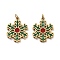 Ion Plating(IP) 304 Stainless Steel Pendants, with Enamel and Jump Ring, Snowflake Charm, Golden, Dark Green, 17x14x1.5mm, Hole: 2.5mm