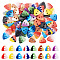 80Pcs 2-Hole Porcelain Buttons, Mixed Color, Triangle, 10x11x2.5mm, Hole: 1.6mm, 80pcs/set