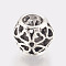 Hollow Alloy European Beads, Large Hole Beads, Barrel with Clover, Antique Silver, 11x10mm, Hole: 5mm