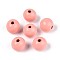 Spray Painted Round Natural Schima Wood Beads, Salmon, 13~14x12.9mm, Hole: 2.8~3.5mm