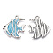 Alloy Enamel Pendant, Antique Silver, Fish Charm, Cadmium Free & Lead Free, Light Sky Blue, 27x25x1.5mm, Hole: 2mm
