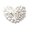 Heart Shaped Tree of Life 201 Stainless Steel Brooch for Women, Stainless Steel Color, 36x44.5mm