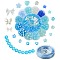 DIY Acrylic & ABS Plastic Imitation Pearl Beads Bracelets Jewelry Making Kits, Deep Sky Blue, 7~23x0.8~29.5x0.8~7mm, Hole: 1~2.5mm