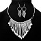 Alloy Teardrop Tassel Pendant Necklaces & Dangle Earrings Sets, Platinum, 400mm