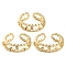 Rack Plating Brass Micro Pave Cubic Zirconia Open Cuff Rings for Women, Lead Free & Cadmium Free, Long-Lasting Plated, Real 18K Gold Plated, Round, Mixed Color, Adjustable, 6.5mm
