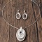 Zinc Alloy Jewelry Sets, Stud Earrings & Pendant Necklaces Sets, Oval, Antique Silver, 430mm
