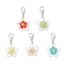 Alloy & Glass Pendant Decorations, with Lobster Claw Clasps, Flower, Mixed Color, 32.5mm