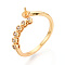 Brass Micro Pave Cubic Zirconia Cup Peg Ring Settings, Adjustable Ring Settings for Half Drilled Beads, Real 18K Gold Plated, 7.5mm, Inner Diameter: 18mm, Pin: 0.9mm